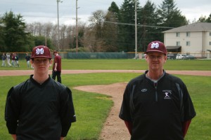 Layne Bruner (left) will look to help lead the Montesano High School baseball team deep into the 1A state tournament this year, all the while with his dad Mike Bruner leading the way as the Bulldogs head coach.