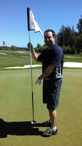 Peter Watson hits a hole-in-one at Salish Cliffs Golf Course.