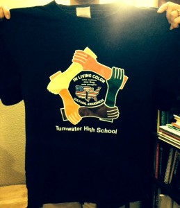 This tee-shirt sports the Tumwater High School’s Cultural Awareness Club logo proudly.