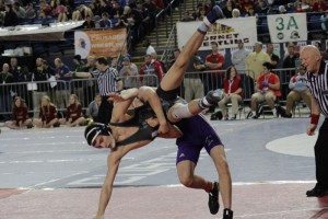 Perhaps the most exciting shot of the day, the 3A semifinals featured Bonney Lake (in air) and other schools from all over Washington state. 