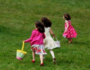 Easter kids running