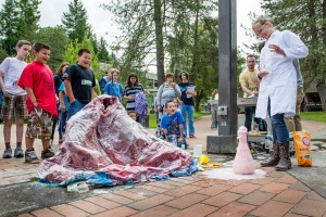 Evergreen students build science exhibits for local schoolchildren at the college’s annual Science Carnival.