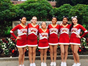 Leadership from left to right - Co-Capitan Isabelle Shrestha, Lieutenant Ella Collins, Capitan Carigna Valtierra, Capitan Kristelle Carigna, Co-Capitan Nancy Lang, and Lieutenant Maddy Soran