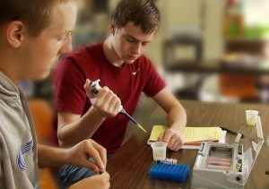 As an introduction to the field of Biotechnology, students loaded dyes for separation by gel electrophoresis. They used the same equipment and practiced the technique widely used in labs today for all types of applications including DNA analysis.