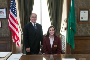 Christina Pennella, a freshman at Black Hills High School, paged for Lt. Governor Brad Owen.