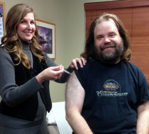 Dr. Kershisnik administers an injection to one of her patients at Vantage Physicians.