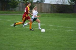 Alyssa playing against former Velocity team mate Grace McDonough of Timberline HS.