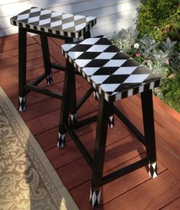 Bar stools become a focal point with a creative paint job.