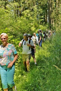 Nisqually Land Trust Nature Walk participants enjoying a trek through the woods.