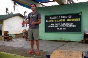 After a typhoon devastated Kirby Barrantes' hometown, he raised funds to help rebuild the town and nearby Brgy. San Isidro Elementary.