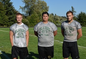 Timberline Football captains: senior Ryan Birbeck (left), junior Camren Bowes (center) and senior James Strong (right)