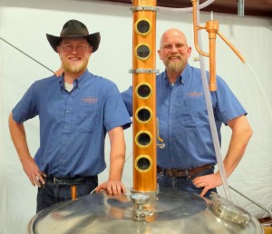 John Bourdon and his son, Justin, serve as co-distillers at Sandstone Distillery. 