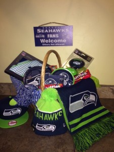 Rob Rice homes is offering this ultimate Seahawks Fan basket, including tickets to the November 14 home game, through their Facebook contest.