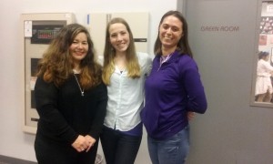 (from left) Caitlin Van Zee (music director), and Amy Solomon-Minarchi (choreography) and Kathrine Deneen (director) get set for opening night.