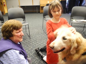 dog reading library