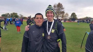 Coach Brown with Evan Groat ('17) who placed 15th at state this year.