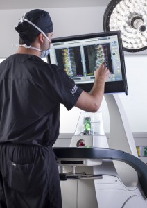 Surgeons use Renaissance to pre-plan the optimal surgery in a CT-based 3-D simulation of a patient’s spine, which helps to achieve 1.5mm accuracy during surgery. Photo courtesy: Capital Medical Center