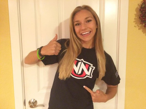 Maddy Middstokke happily announces her future at Northwest Nazarene University. Photo courtesy Maddy Midstokke