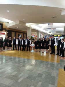 The North Thurston High School Jazz Choir performs carols at the Capitol Mall as part of their ongoing community outreach.