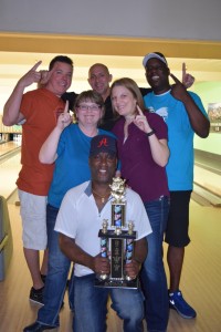 The winning team, "The Mixer", from the 2015 Cops vs. Firefighters Bowl raising funds for Big Brothers Big Sisters Southwest Washington.