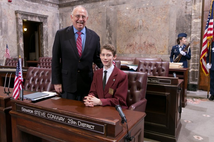 Sen. Conway with Page Oliver Gries-Hoffman; February 24, 2016