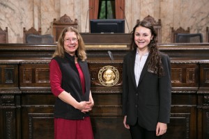 Chief Clerk Barbara Barker with Page Ellie Glock; March 4, 2016