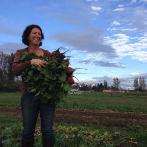 Annie Salafsky has been co-owner and farmer at Helsing Junction Farm for 25 years.  Photo courtesy: Sue Ujcic.