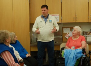 City of Lacey Mayor Ryder visits with seniors, thanking them for their service to the community.