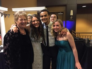 Jaron Crawford (3rd from left) credits OHS drama teacher Kathy Dorgan (far left) with inspiring and guiding him through his high school years. Photo courtesy: Jaron Crawford