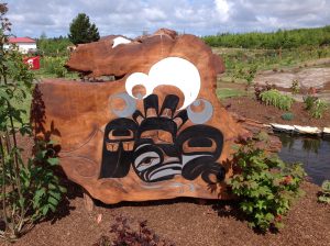 Westport Winery's "Smokey Nor'wester sculpture was crafted by chef Nicole Demmert and depicts the story of the trickster raven traveling over the clouds to stop the raindrops from falling.