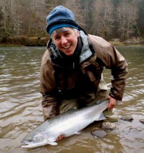J. Michelle Swope is founder of Olympia Women on the Fly. She offers year-round classes, workshops, and fishing trips for women. Photo credit: Jim Kerr