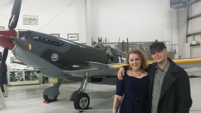Olympic Flight Museum Sarah Hinman and husband at museum olympic flight museum