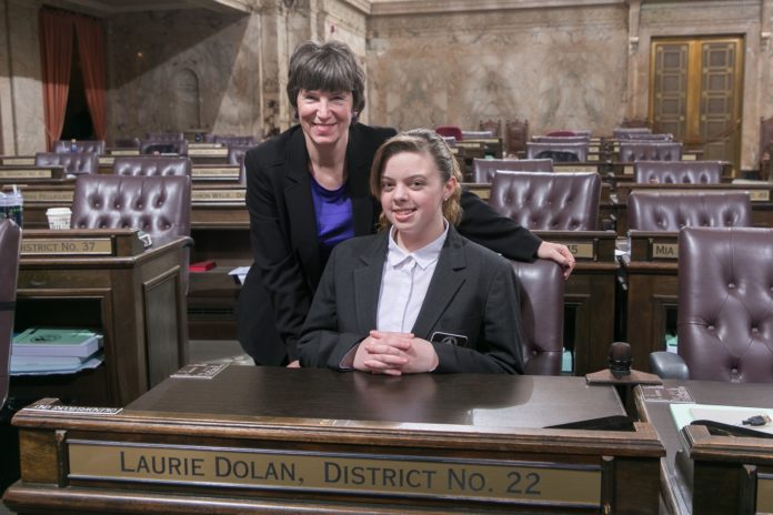 Rep. Dolan with Page Anna McClatchey, February 22, 2018.