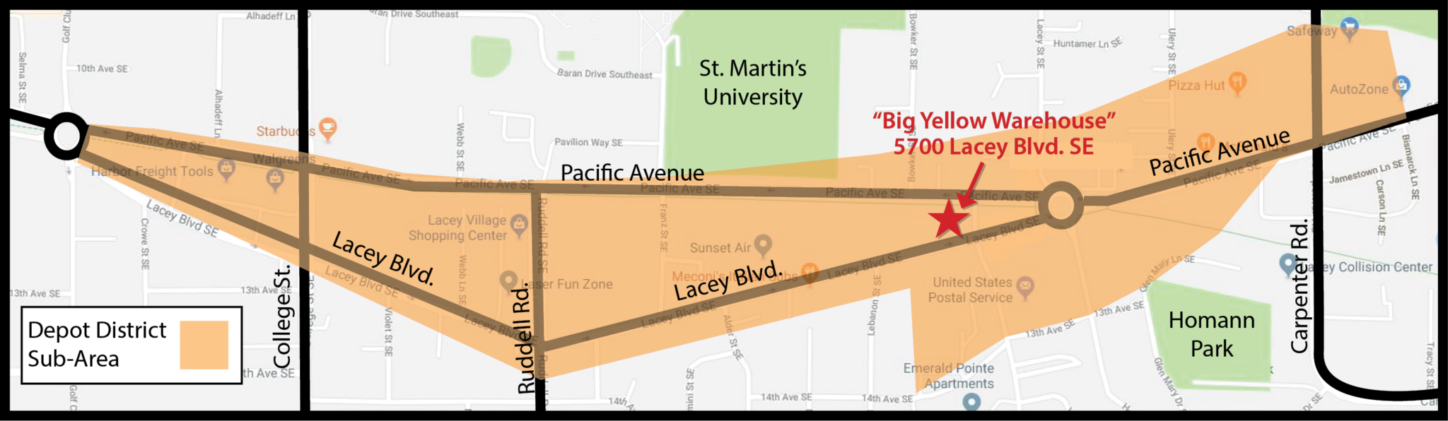 The Depot District Lacey Map
