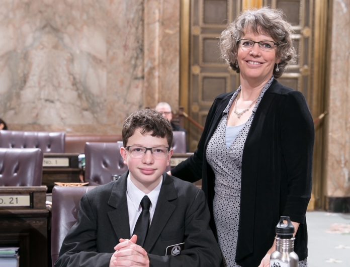 Representative Doglio with Page Aspen Cates-Doglio, March 7th, 2018. Representative Doglio with Page Aspen Cates-Doglio, March 7th, 2018.