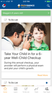 Circle by Providence App pediatric features