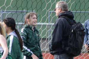 Timberline High School track Makenna Hansen with coach Todd Taylor