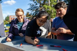 Saint Martin University Science bldg-signing the beam