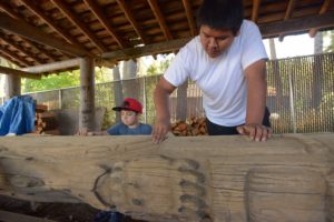 Sanding the totem pole