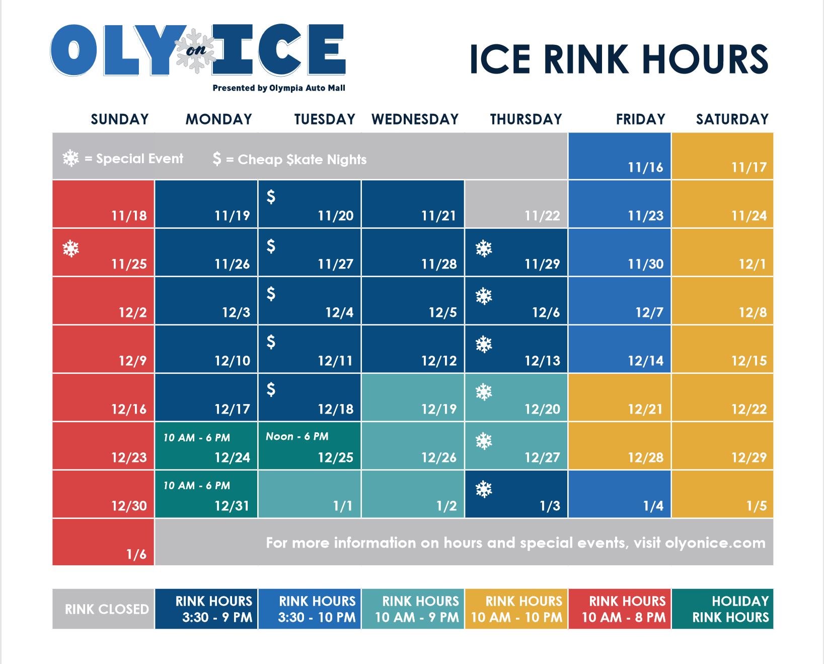 Oly on Ice Rink hours