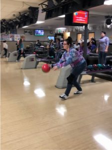 North Thurston High School bowler with red ball