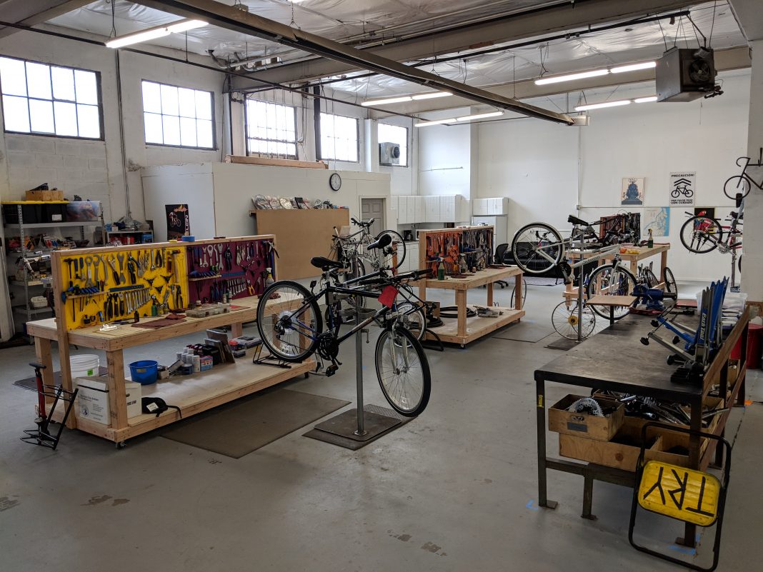 Intercity Transit Bike MVP Program Shop work space with stands