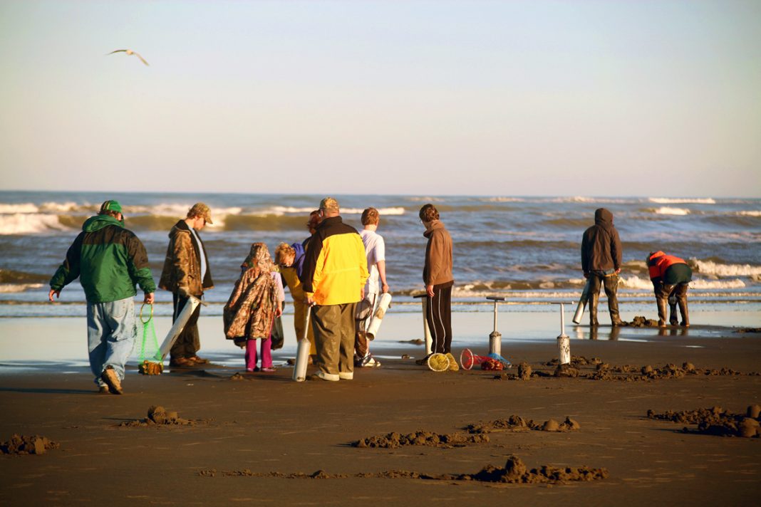 Quinault Beach Resort Casino clam diggers on beach