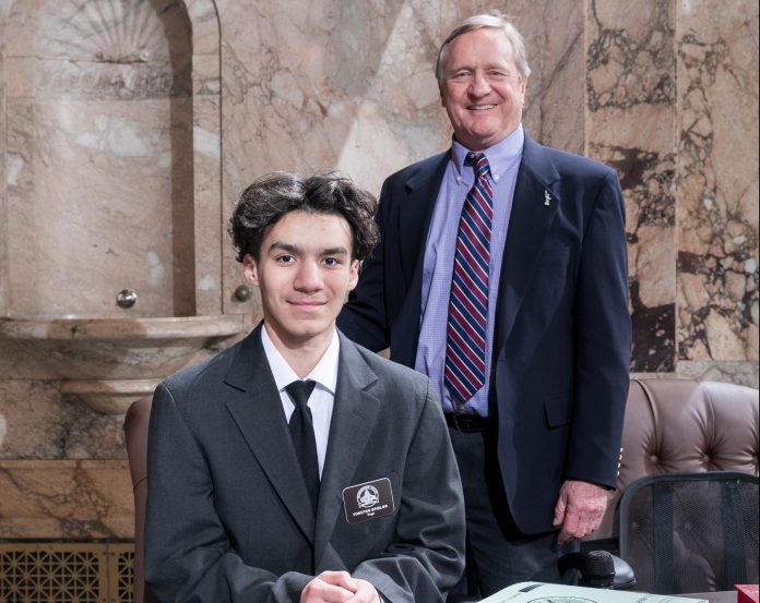 Rep. Steve Tharinger with Page Torsten Spieler, March 1st, 2019.