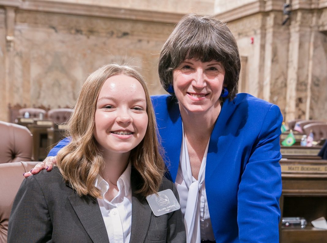 Rep. Laurie Dolan with House Page Lillian Jordan, March 6, 2019.