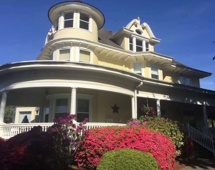 Aberdeen Mansion with flowers in bloom