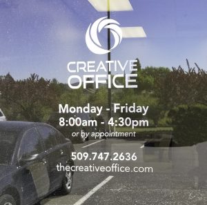 The Creative Office window- hand removed
