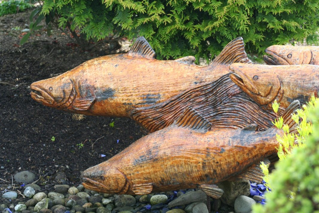 Wesport Winery wooden fish scultpure