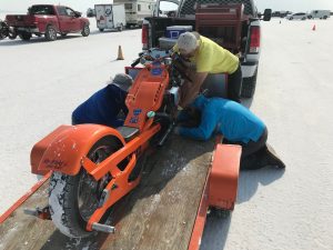 Town and Country Dyno Steve Race bike on trailer