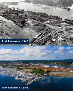 Port of Olympia 100 years Port Peninsula 1946 vs 2018